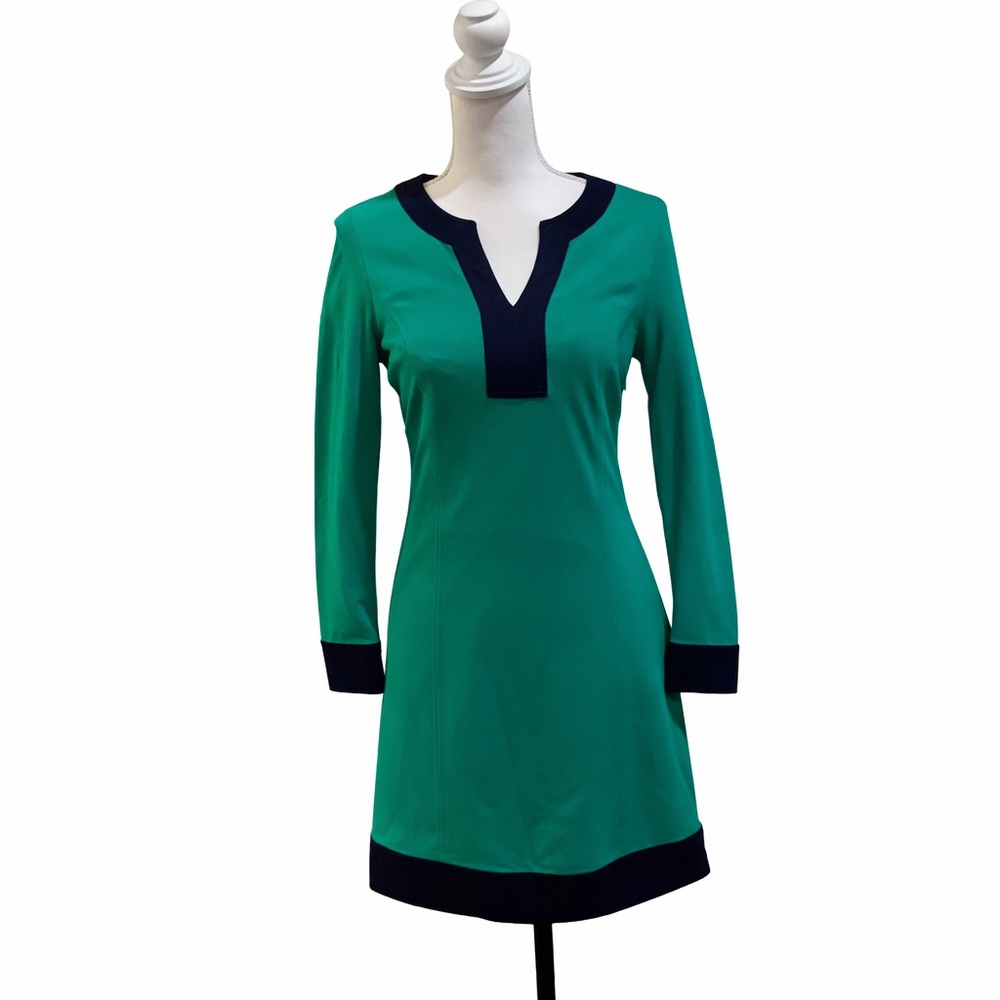 Vineyard Vines Green & Navy Shift Dress Size 4 Preppy Chic